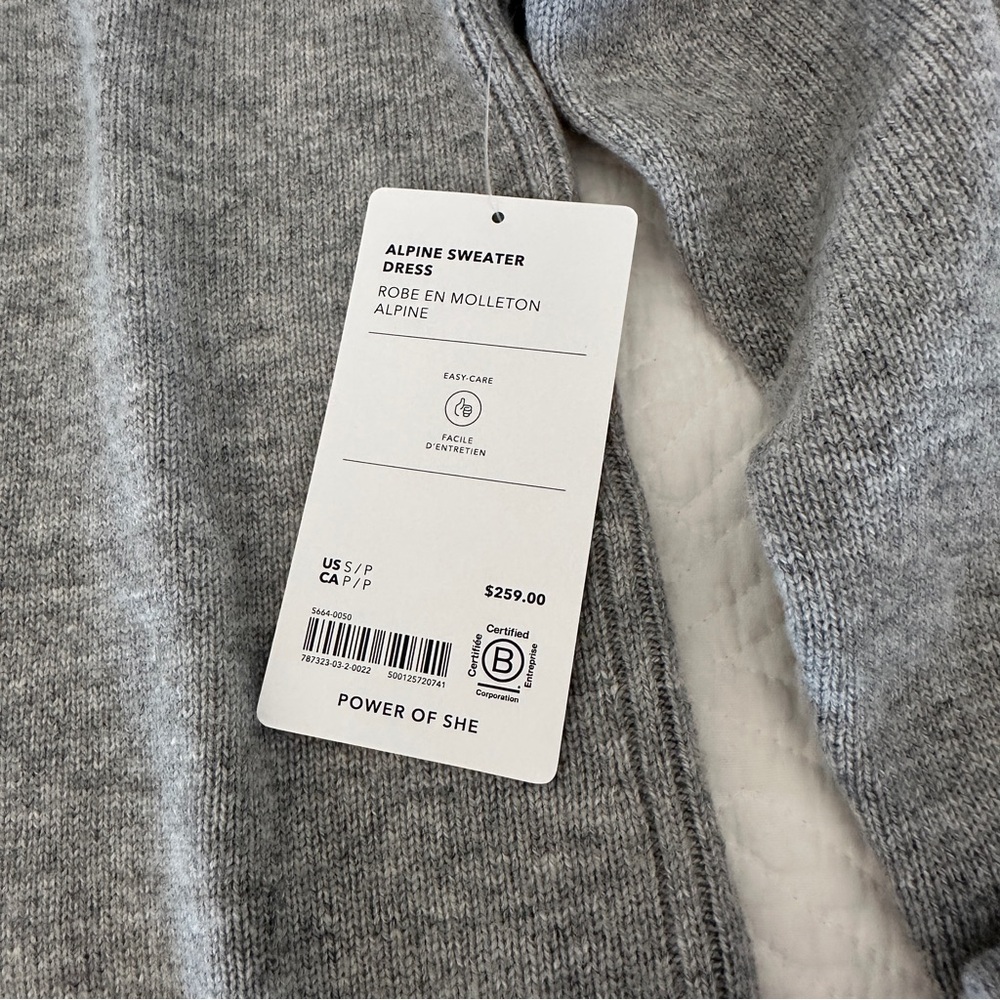 NWT Athleta Alpine Turtleneck Sweater Dress, Small Petite, Grey Heather - Picture 6 of 8